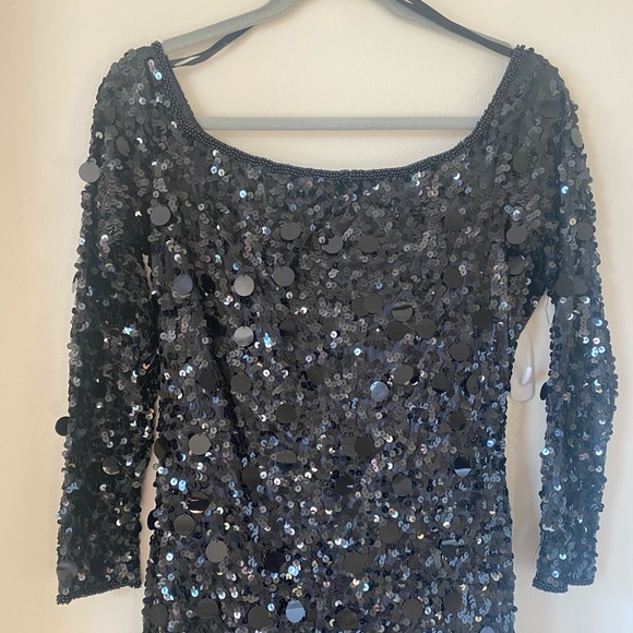 Black Sequin Mini Party Dress - Picture 5 of 15